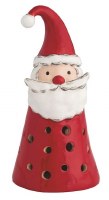 6" LED Red Ceramic Cone Santa Statue by Mud Pie