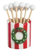 2" Ceramic Wreath Pick Holder With Picks by Mud Pie