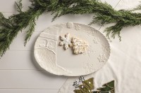 12" x 17" Distressed White Oval Ceramic Santa Platter by Mud Pie