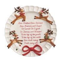 12" Round Multicolor Ceramic Reindeer Platter by Mud Pie