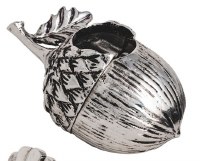 3" Distressed Silver Metal Acorn Fall & Thanksgiving Taper Candle Holder by Mud Pie