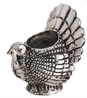 3" Distressed Silver Metal Turkey Fall & Thanksgiving Taper Candle Holder by Mud Pie