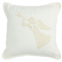18" Sq Faux Pearl Angel Decorative Christmas Pillow by Mud Pie