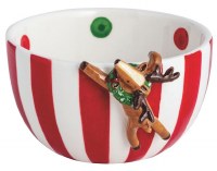 5" Multicolor Ceramic Reindeer Hanging Bowl by Mud Pie