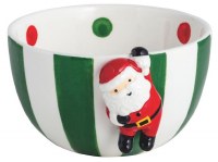 5" Multicolor Ceramic Santa Hanging Bowl by Mud Pie