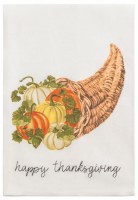 26" x 17" "Happy Thanksgiving" Cornucopia Fall & Thanksgiving Kitchen Towel by Mud Pie
