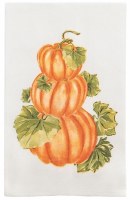 26" x 17" Stached Orange Pumpkins Fall & Thanksgiving Kitchen Towel by Mud Pie