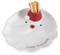 7" x 6" White Santa Plate With a Toothpick older by Mud Pie