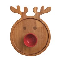 14" x 11" Brown Reindeer Serving Board With a Ceramic Dip Bowl by Mud Pie