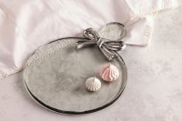 13" x 10" Clear Glass Board With a Silver Metal Bow