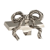 5" Distressed Silver Bow Stocking Holder by Mud Pie