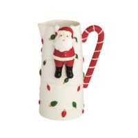 60 Oz Multicolor Ceramic Santa Pitcher by Mud Pie