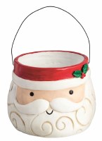 9" Paper Mache Santa Face Bucket by Mud Pie