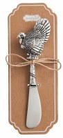 6" Distressed Silver Metal Turkey Fall & Thanksgiving Spreader by Mud Pie