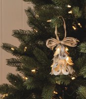 3" LED Natural Oyster Shell Christmas Tree Ornament by Mud Pie