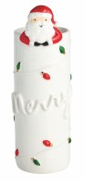 7" "Merry" Christmas Lights With Santa Vase by Mud Pie