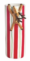 7" Green Stripe Hanging Reindeer Ceramic Christmas Vase by Mud Pie