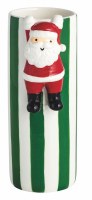 7" Green Stripe Hanging Santa Ceramic Christmas Vase by Mud Pie