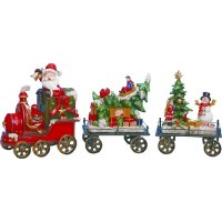 Set of Three 7" Santa Conducting a Christmas Train Figurine