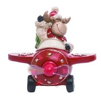 9" LED Reindeer in a Red Plane Figurine