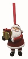 4" Red Santa Holding a Gift Tree Ornament