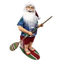 18" Multicolor Santa on a Paddleboard Statue