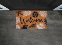 18" x 30" Blue "Welcome" Seashell Coir Doormat