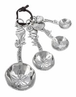 Set of Four Distressed Silver Seashells Measuring Spoons