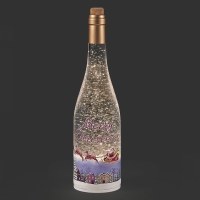 12" LED Santa in His Sleigh Water Globe Champagne Bottle