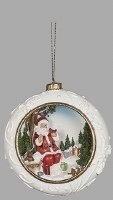 5" Santa With a Cardinal Polyresin Ball Ornament