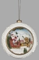 5" Santa in a Sleigh Polyresin Ball Ornament