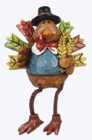 4" Multicolor Polyresin Boy Turkey Fall & Thanksgiving Shelf Sitter