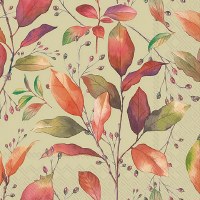 6.5" Square Fall Leaves on Green Lunch Napkins