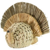 10" Natural Woven Turkey Figurine