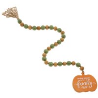 31" "Family" Green and Orange Pumpkin and Beads Fall & Thanksgiving Table Garland