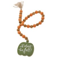 31" "Must Be Fall" Green and Orange Pumpkin and Beads Fall & Thanksgiving Table Garland