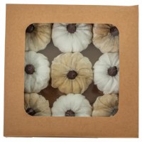Box of Nine Cream and White Fabric Pumpkins