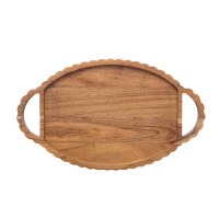 10" x 17" Brown Oval Wood Serving Tray