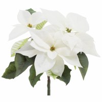 14" Faux Cream Three Poinsettia Head Bush