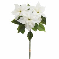 32" Faux Cream Three Poinsettia Head Bundle