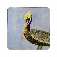 4" Sq Brown Pelican Coastal Coaster