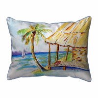 11" x 14" Palm Trees and a Beach Hut Decorative Coastal Indoor/Outdoor Pillow