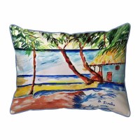 11" x 14" Palm Trees and a Cottage Decorative Coastal Indoor/Outdoor Pillow