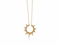Gold Toned Stainless Steel Helios Sun Necklace