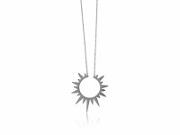 Silver Toned Stainless Steel Helios Sun Necklace