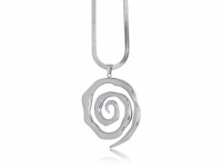 Silver Toned Stainless Steel Swirl Necklace