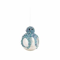 4" Blue Octopus on a Ball Glass Ornament