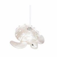 5" White Pearl Sea Turtle Glass Ornament