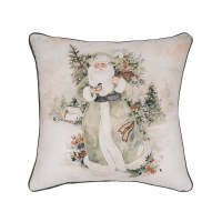 18" Sq Santa in the Forest Greenn Decorative Christmas Pillow