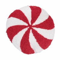 10" Round Peppermint Candy Decorative Hooked Christmas Pillow